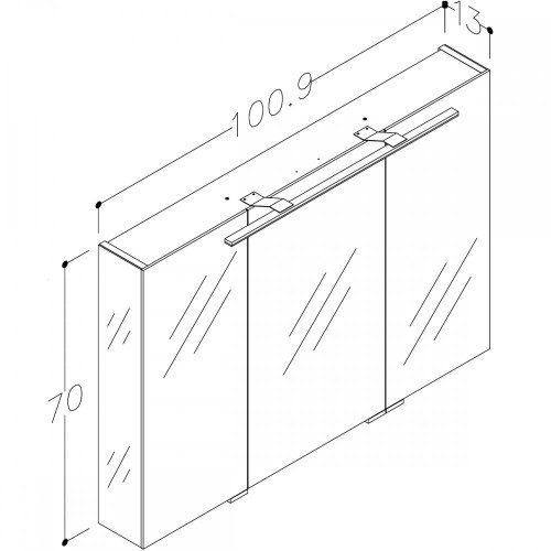 RB veidrodinė spintelė su dvigubo veidrodžio durelėmis, LED apšvietimu, IP44, 100x70 cm, 2102700