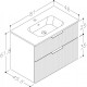 RB G-Line apatinė spintelė su praustuvu, fasadai su grioveliais, balta matinė, rankenos blizgus chromas, 81x46 cm, 25113512