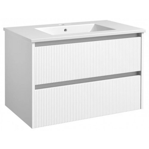 RB Urban apatinė spintelė su stalčiais, praustuvu, aliuminio profiliu, balta matinė, 76 cm
