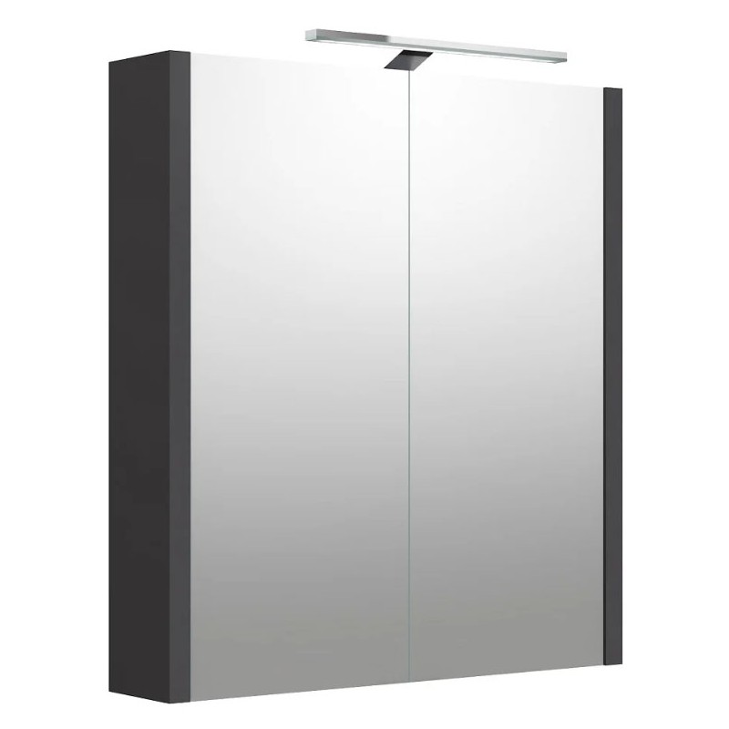 RB Urban veidrodinė spintelė su LED šviestuvu, IP44, pilka matinė, 58x65 cm, 2002305