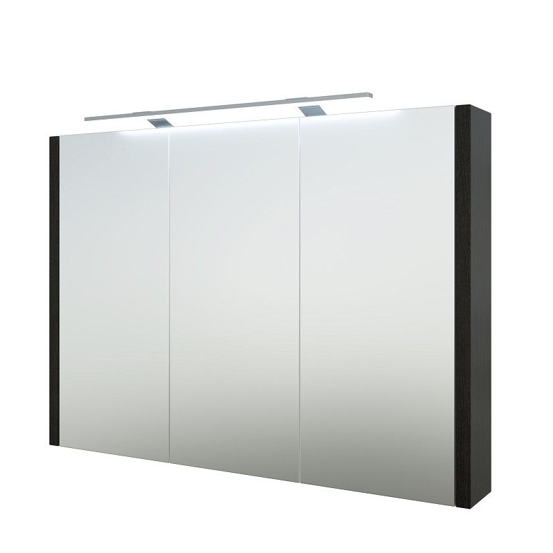 RB veidrodinė spintelė su LED apšvietimu, IP44, juodas ąžuolas, 98x65 cm, 1402701
