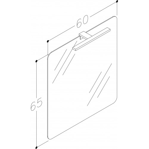 RB Eco veidrodis su šviestuvu LED, IP44, 4000K, 60x65 cm