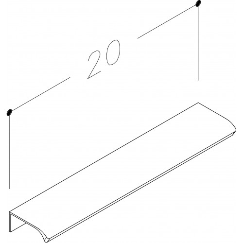 Kamė rankenėlė BIG serijos spintelėms, matinė balta spalva, 20 cm
