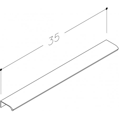 Kamė rankenėlė BIG serijos spintelėms, juoda matinė spalva, 35 cm