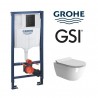Rėmo Grohe su juodu mygtuku ir GSI Pura Swirlflush® klozeto komplektas