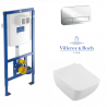 Rėmo Villeroy&Boch su chromo spalvos mygtuko ir klozeto Venticello DirectFlush su dangčiu komplektas