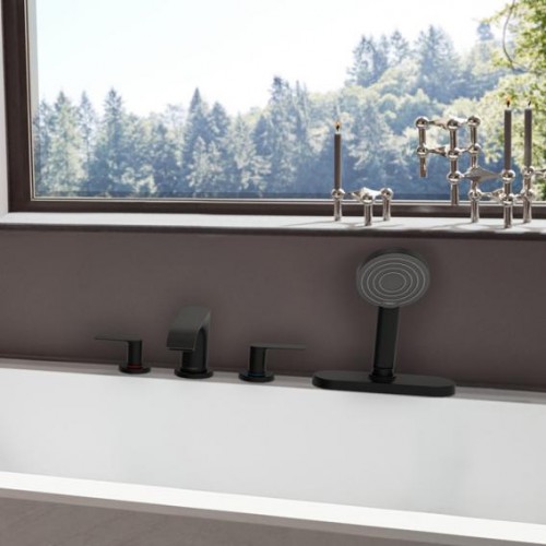 Hansgrohe Vivenis 4 dalių maišytuvas iš vonios krašto, juodas matinis