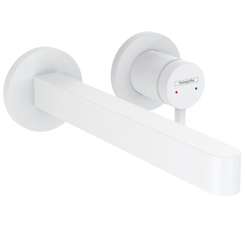 Hansgrohe Finoris maišytuvas praustuvui iš sienos, snapo ilgis 228 mm, baltas matinis