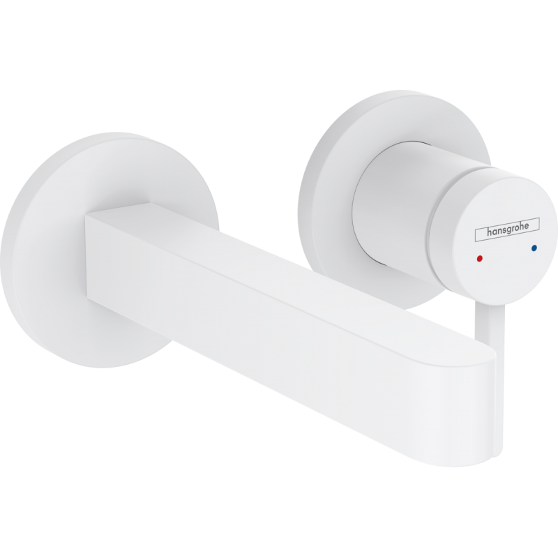 Hansgrohe Finoris maišytuvas praustuvui iš sienos, snapo ilgis 168 mm, baltas matinis