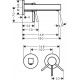 Hansgrohe Finoris maišytuvas praustuvui iš sienos, snapo ilgis 168 mm, juodas matinis