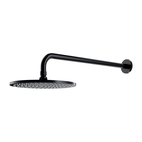 Omnires Slimline dušo galva Ø 250 mm su laikikliu iš sienos, juoda, WGSET1BL