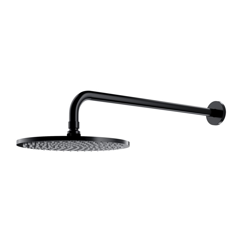 Omnires Slimline dušo galva Ø 250 mm su laikikliu iš sienos, juoda, WGSET1BL