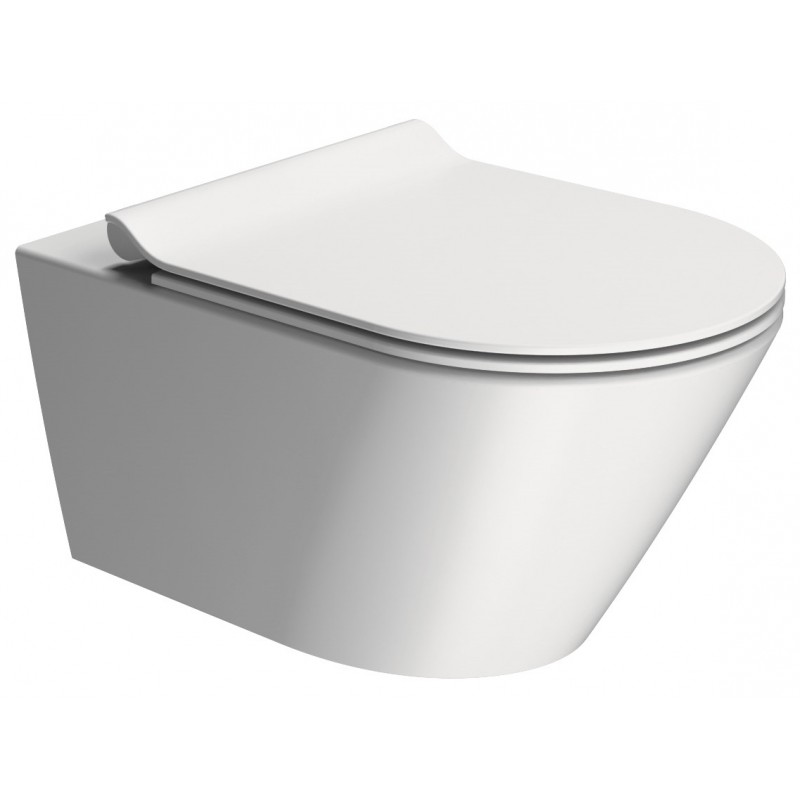 GSI Kube X  Swirlflush® pakabinamas klozetas su lėtai nusileidžiančiu dangčiu, Dual Glaze+ danga, baltas matinis
