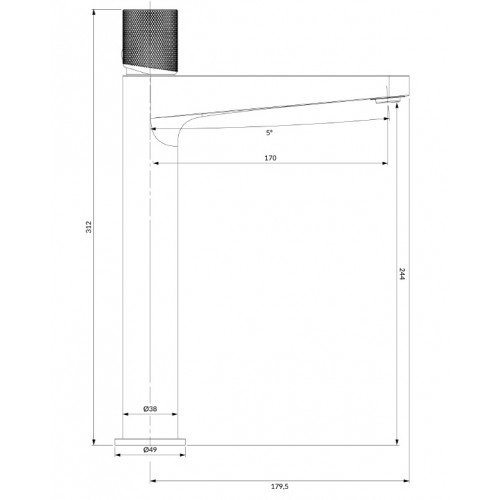 Omnires Contour aukštas maišytuvas praustuvui, antracito spalva, CT8012AT