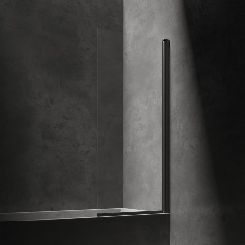 Omnires Kingston vonios sienelė 70x150 cm, stiklas skaidrus, profilis juodas matinis