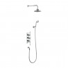 Burlington Trent potinkinis dušo komplektas su termostatiniu maišytuvu, rankenėlė baltos spalvos, stacionari dušo galva 23 cm