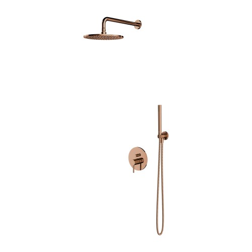 Omnires Ygric potinkinė dušo sistema su maišytuvu, dušo galva 25cm, vario spalva, SYSY35CP