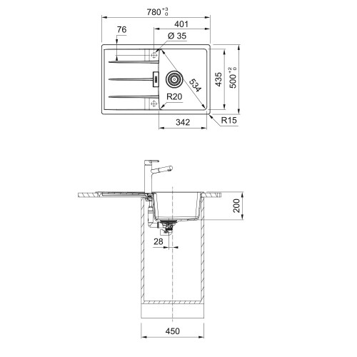 Franke Centro CNG 611-78 Fragranite plautuvė, balta spalva