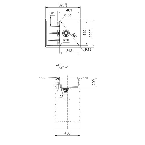 Franke Centro CNG 611-62 Fragranite plautuvė, akmens pilka spalva