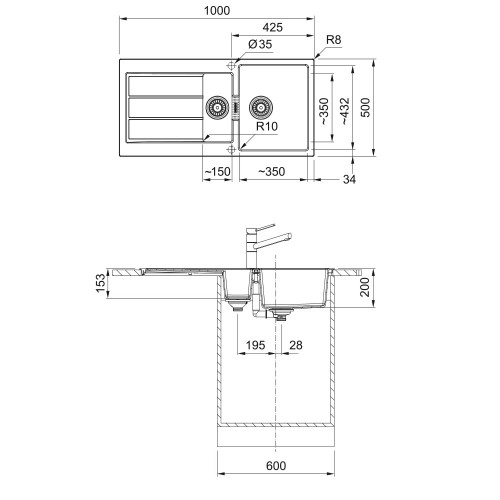Franke Sirius S2D 651-100 Tectonite® plautuvė, balta spalva
