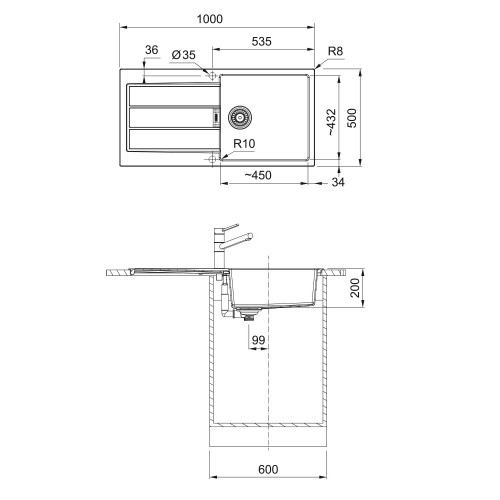 Franke Sirius S2D 611-100 Tectonite® plautuvė, urban (pilka) spalva
