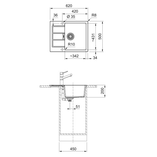 Franke Sirius S2D 611-62 Tectonite® plautuvė, urban (pilka) spalva