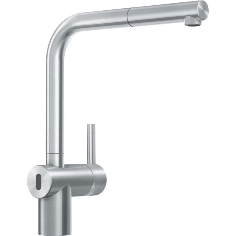 Franke Atlas Neo Sensor maišytuvas plautuvei su sensoriniu ir rankiniu valdymu, ištraukiama žarna, nerūdijančio plieno spalva