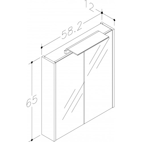 RB veidrodinė spintelė su apšvietimu LED, IP44, 4.5W, balta blizgi, 60 cm