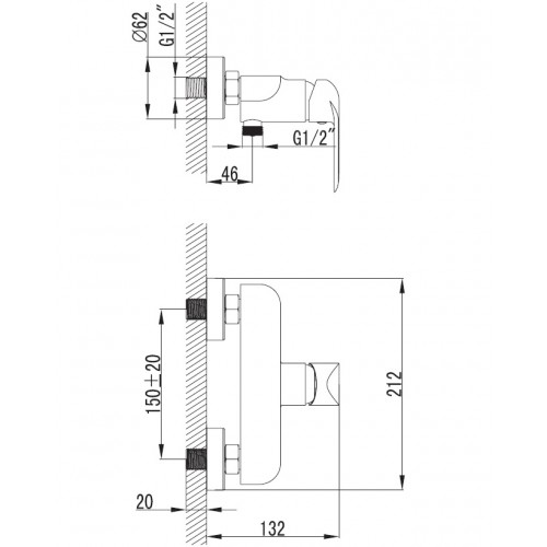 Omnires Sacramento maišytuvas dušui, juodas matinis, SC2340BL