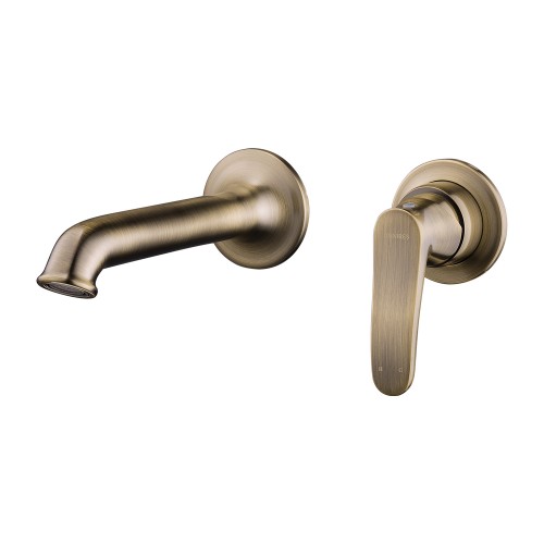 Omnires Art Deco maišytuvas praustuvui iš sienos, snapelio ilgis 16 cm, sendintos bronzos spalva, AD5115BR