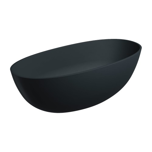 Omnires Shell M+ laisvai pastatoma akmens masės vonia 160x75 cm, matinė juoda, SHELLWWBLV