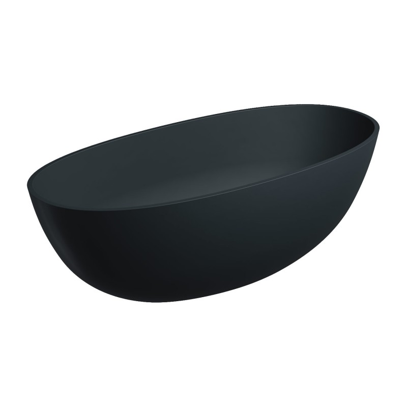 Omnires Shell M+ laisvai pastatoma akmens masės vonia 160x75 cm, matinė juoda, SHELLWWBLV