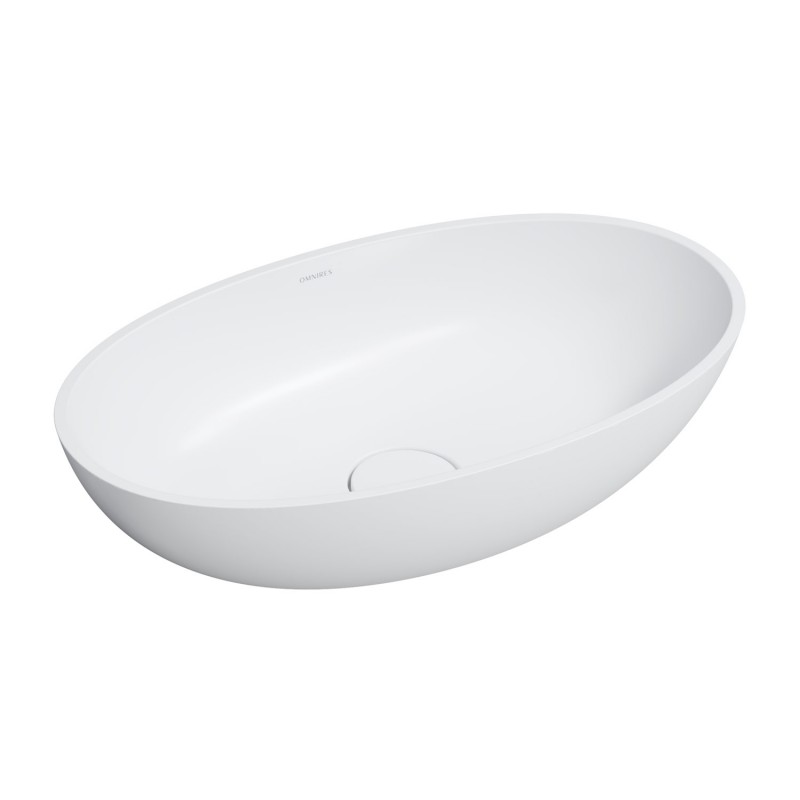 Omnires Shell M+ praustuvas montuojamas ant stalviršio 60x35 cm, baltas matinis, SHELLUNBM