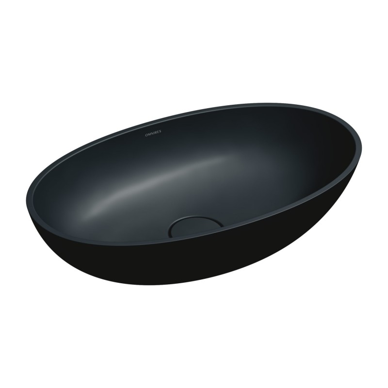 Omnires Shell M+ praustuvas montuojamas ant stalviršio 60x35 cm, juodas matinis, SHELLUNBLV