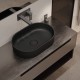 Omnires OVO M+ Black lava pastatomas ant stalviršio praustuvas 55x36 cm, juodas matinis, OVOUNBLV