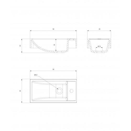 Omnires Corfu M+ ant stalviršio montuojamas praustuvas 50x25 cm, baltas blizgus, CORFUBP