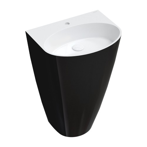 Omnires Siena M+ ant grindų statomas praustuvas 55x43 cm, blizgus baltas / juodas, SIENAUWBCP