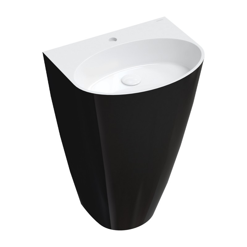 Omnires Siena M+ ant grindų statomas praustuvas 55x43 cm, blizgus baltas / juodas, SIENAUWBCP