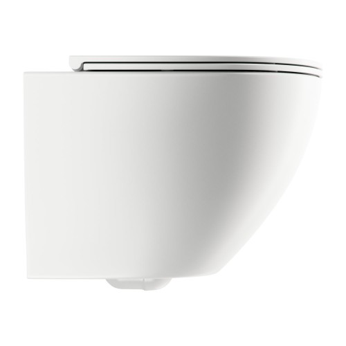 Omnires Ottawa Rimless Compact pakabinamas klozetas su plonu lėtaeigiu dangčiu, baltas matinis, OTTAWAMWBM