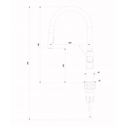 Omnires Bend virtuvinis maišytuvas su ištraukiamu dušeliu, chromas, BE6455CR