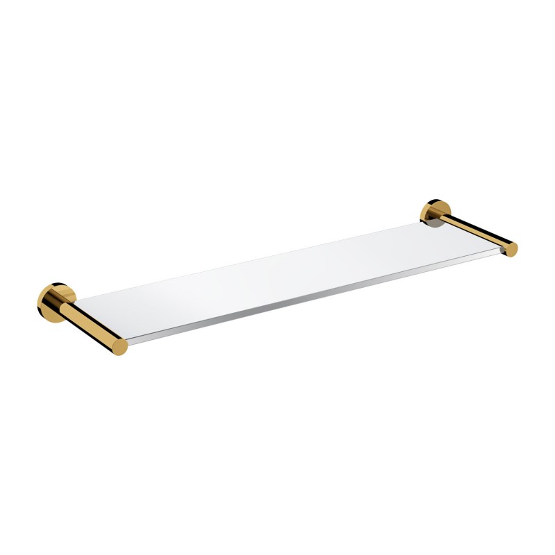 Omnires Modern Project stiklinė dušo lentynėlė 55cm, aukso spalvos laikikliai, MP60930GL