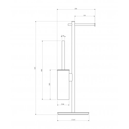 Omnires Modern Project tualetinio popieriaus laikiklio ir tualetinio šepečio stovas, šlifuoto žalvario spalva, MP60810BSB