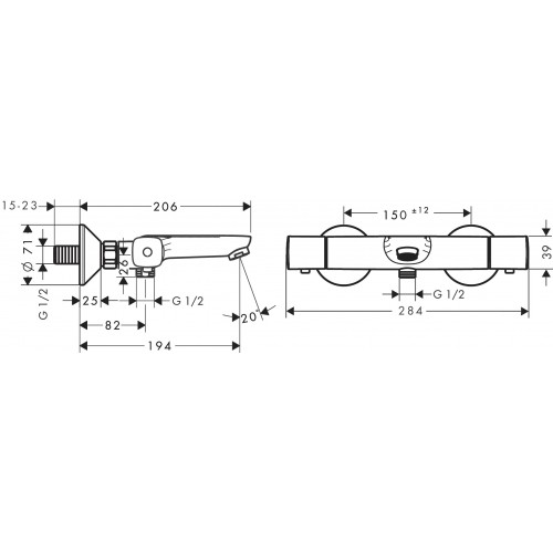 Hansgrohe Ecostat Universal termostatinis maišytuvas voniai, 13123000