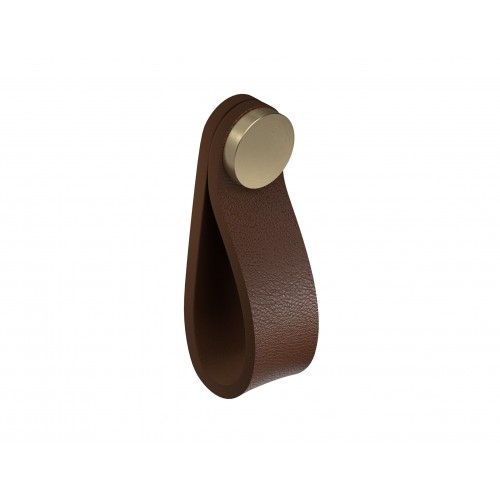 Kame baldinė odinė rankenėlė, ruda su žalvario spalvos veržle, H13/BR-GL