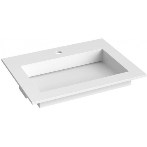 Kamė Corian praustuvas su skyle maišytuvui 60x46 cm, baltas matinis