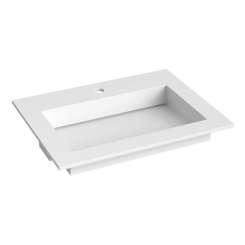 Kamė Corian praustuvas su skyle maišytuvui 60x46 cm, baltas matinis