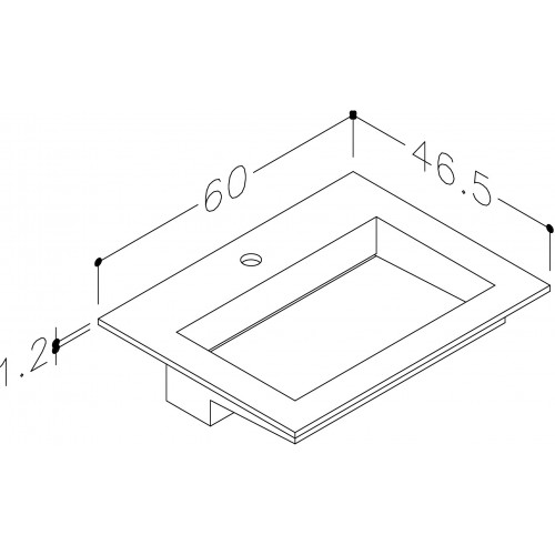 Kamė Corian praustuvas su skyle maišytuvui 60x46 cm, baltas matinis