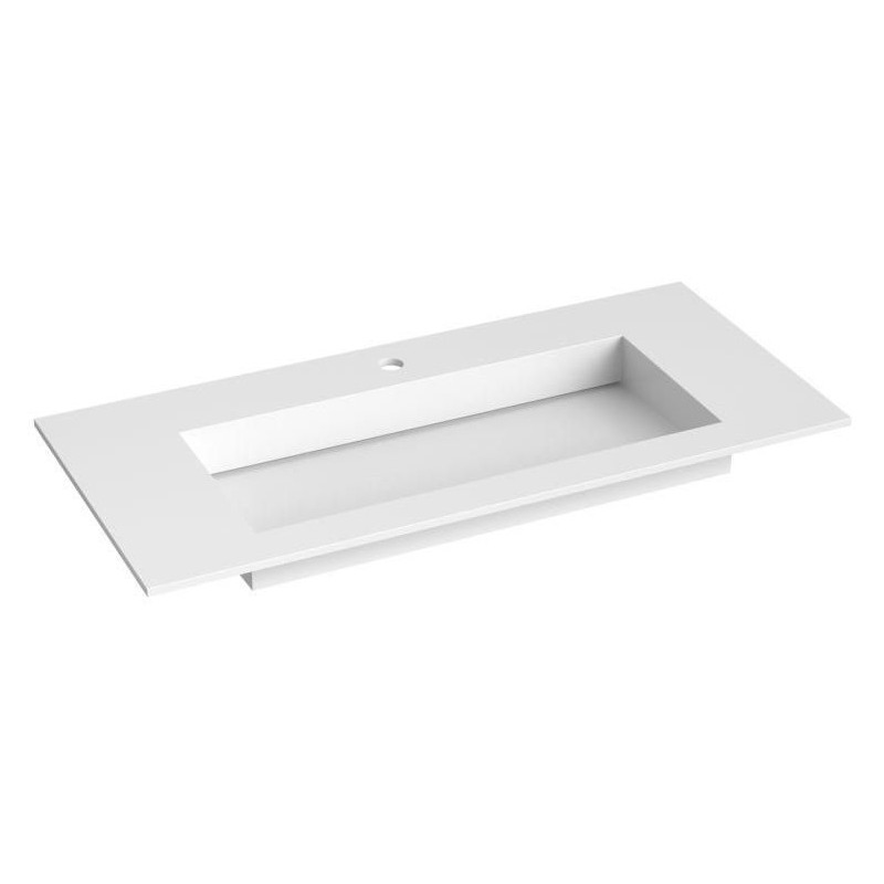 Kamė Corian praustuvas su skyle maišytuvui 100x46 cm, baltas matinis