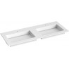 Kamė Corian dvigubas praustuvas su skyle maišytuvui 120x46 cm, baltas matinis