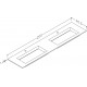 Kamė Corian dvigubas praustuvas su skyle maišytuvui 200x46 cm, baltas matinis